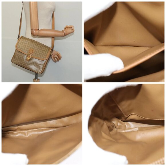 CELINE Macadam Canvas Shoulder Bag PVC Brown Gold - Picture 15 of 15